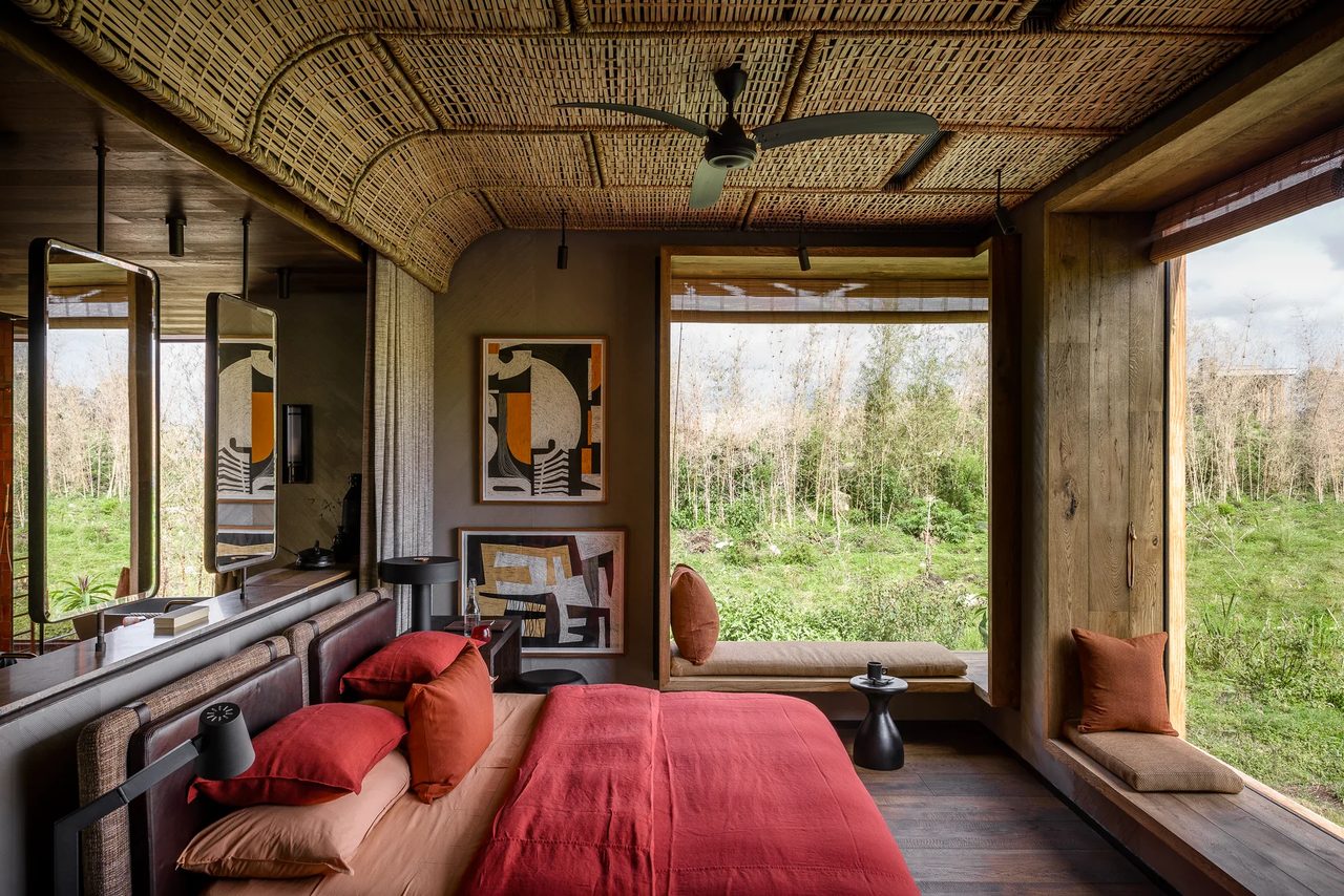 A suite opens onto the forest at a Rwandan lodge