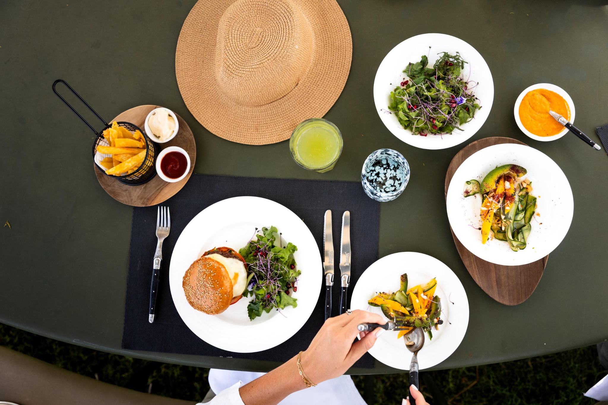 An intimate dinner setting on safari