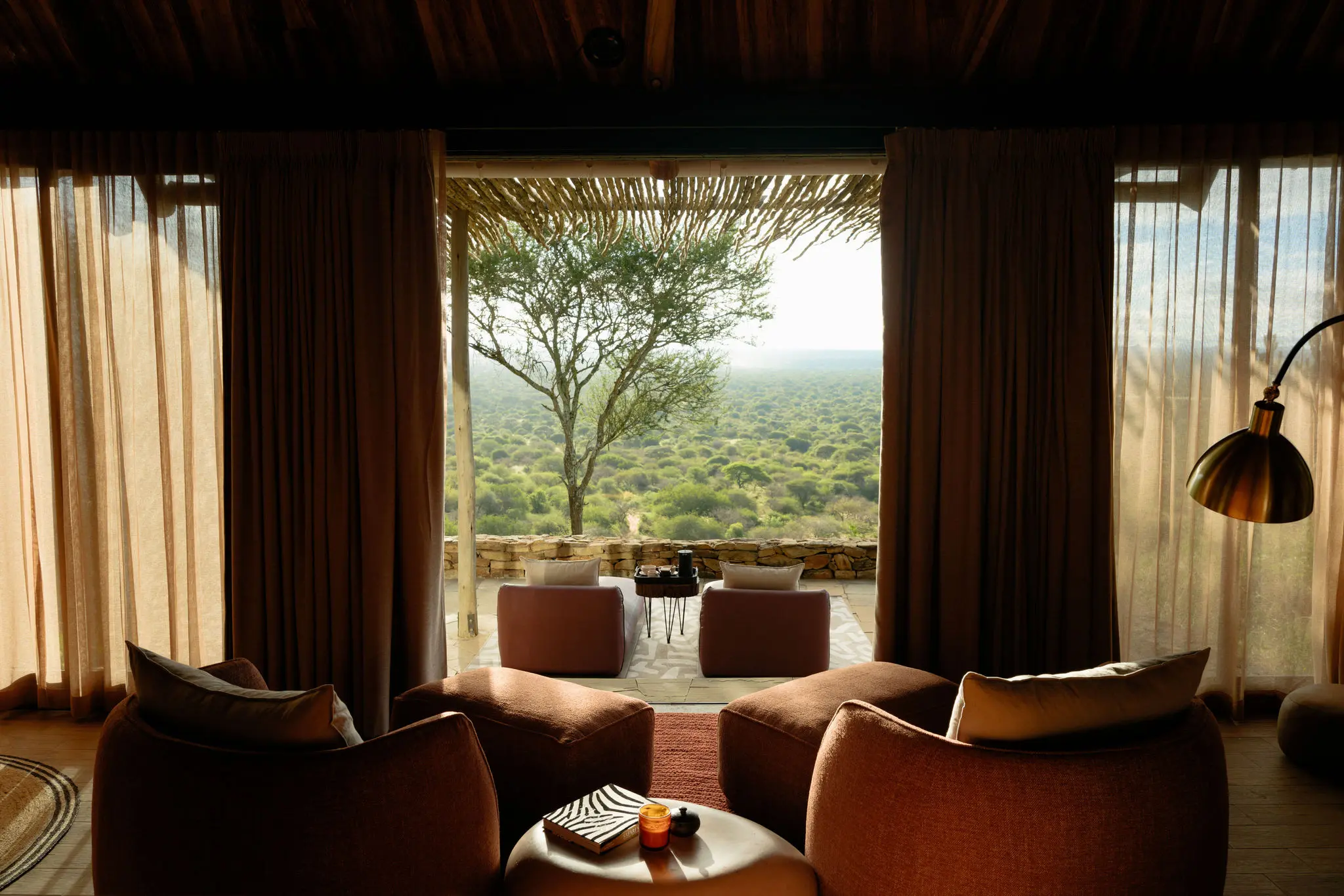 The warm, locally crafted interior of Ilaroi House near Tarangire