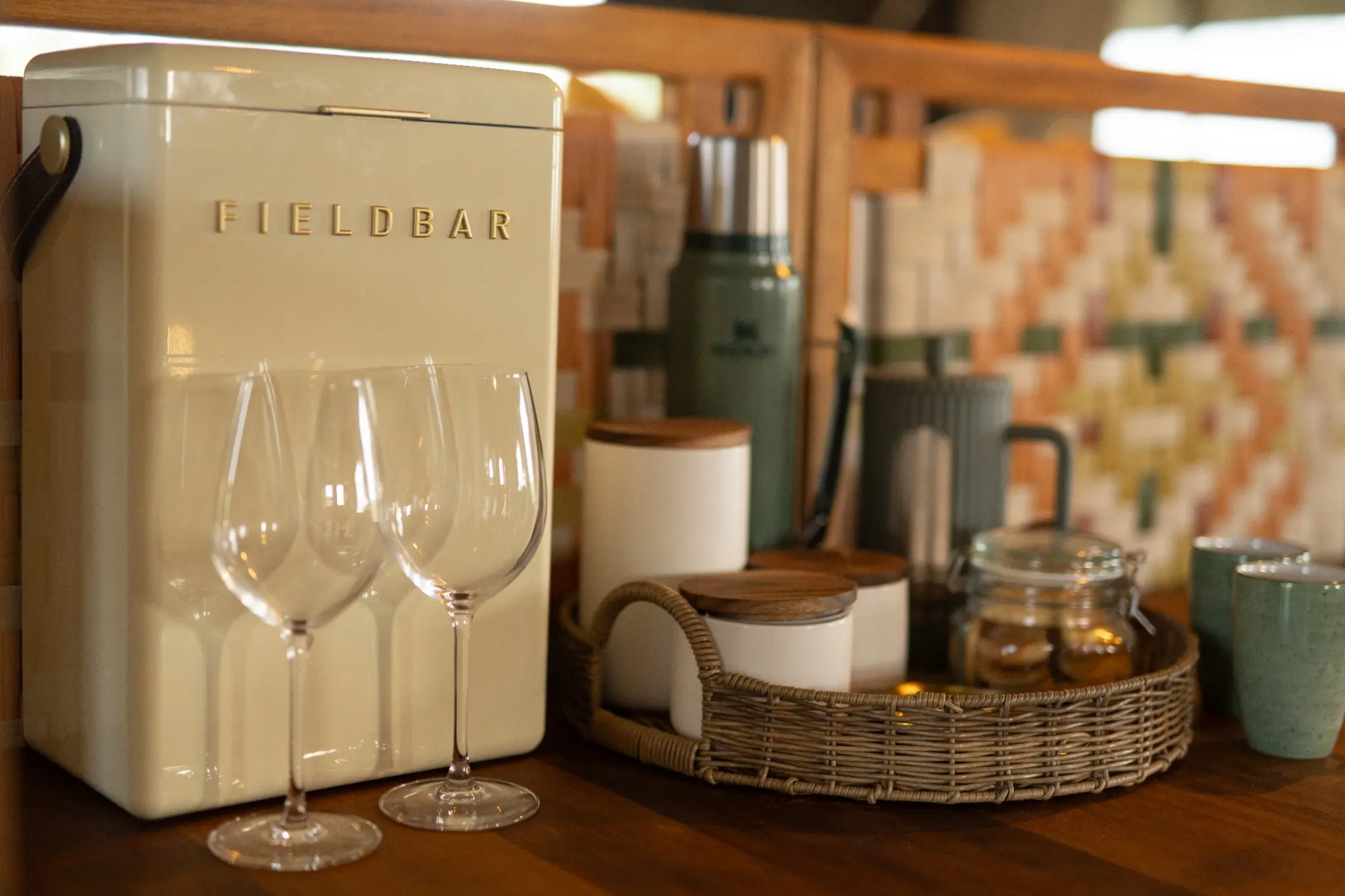 Considered drinks and hospitality details at an East African safari camp