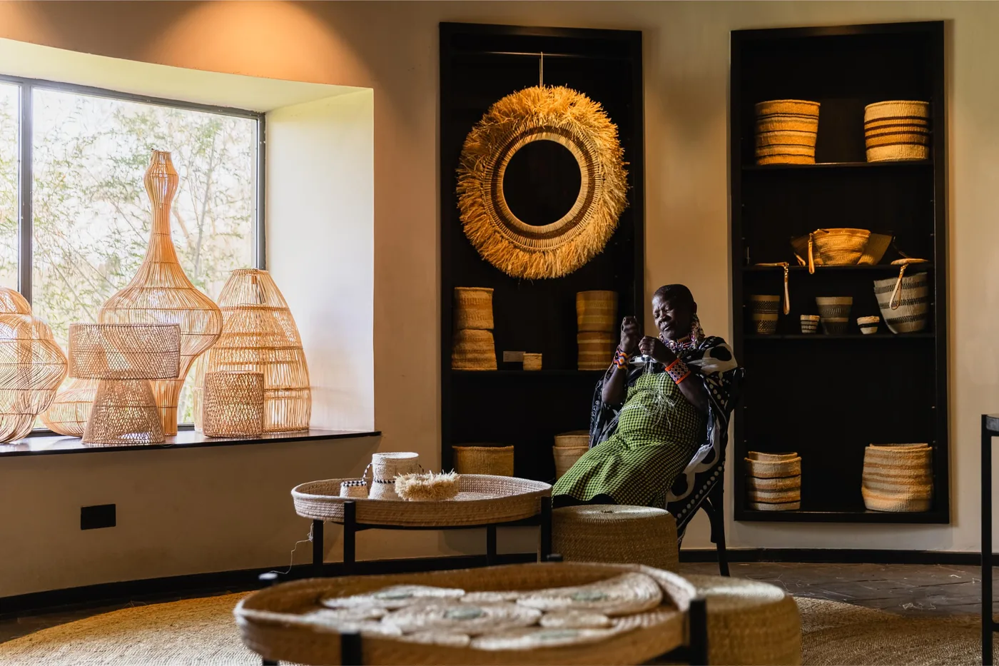 Woven work displayed at a community enterprise