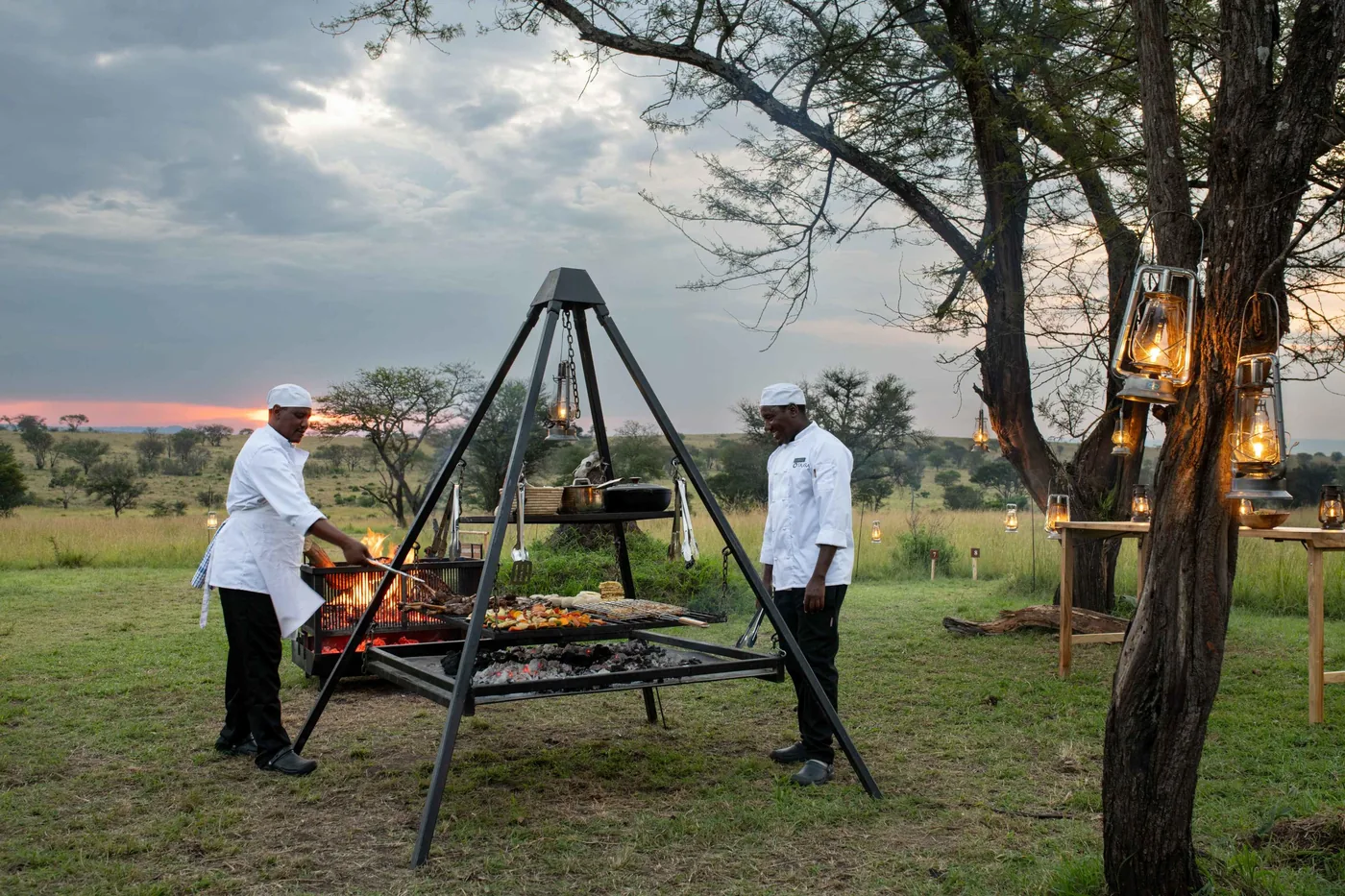Camp chefs cook at the boma grill