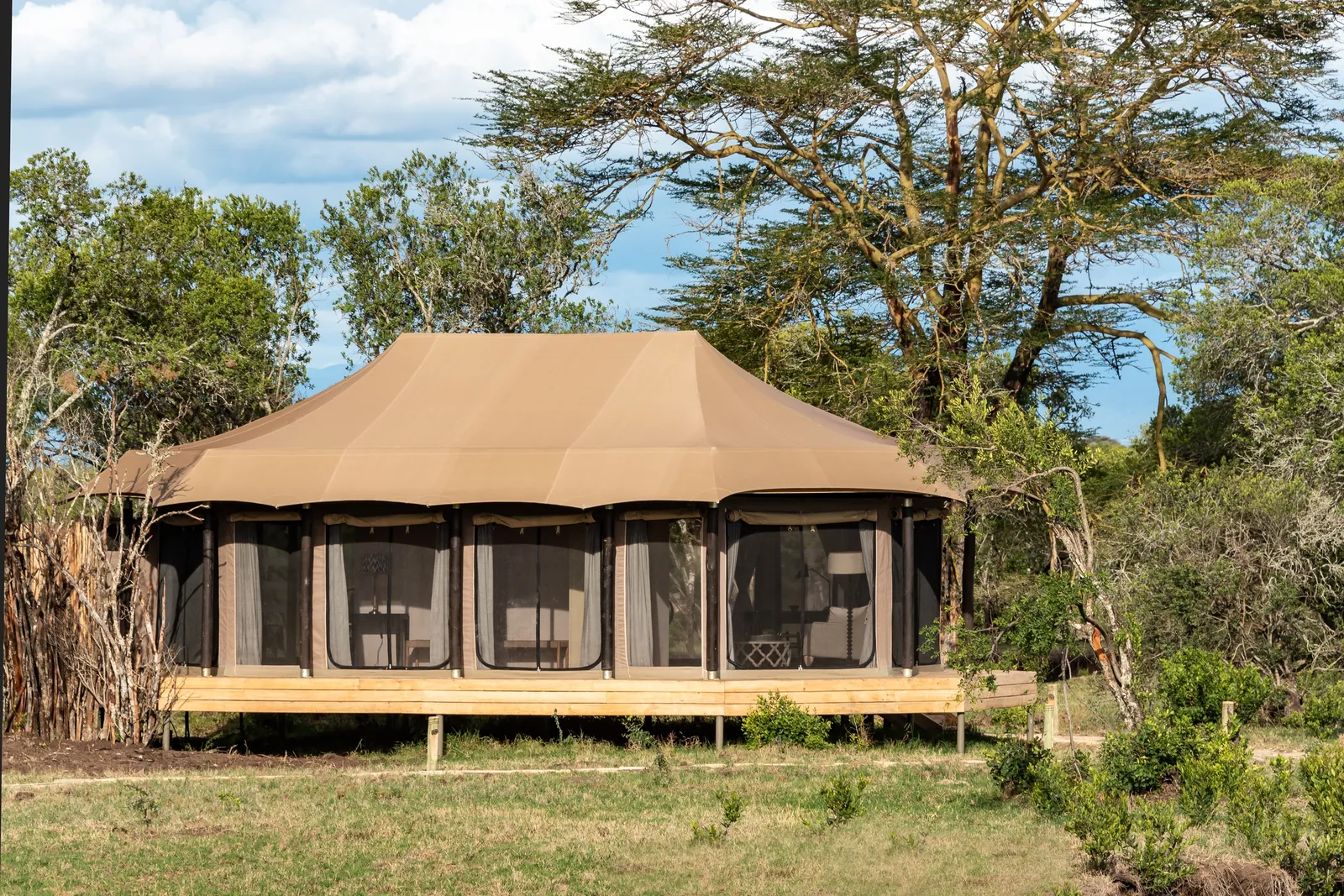 A guest tent stands under Laikipia's big sky