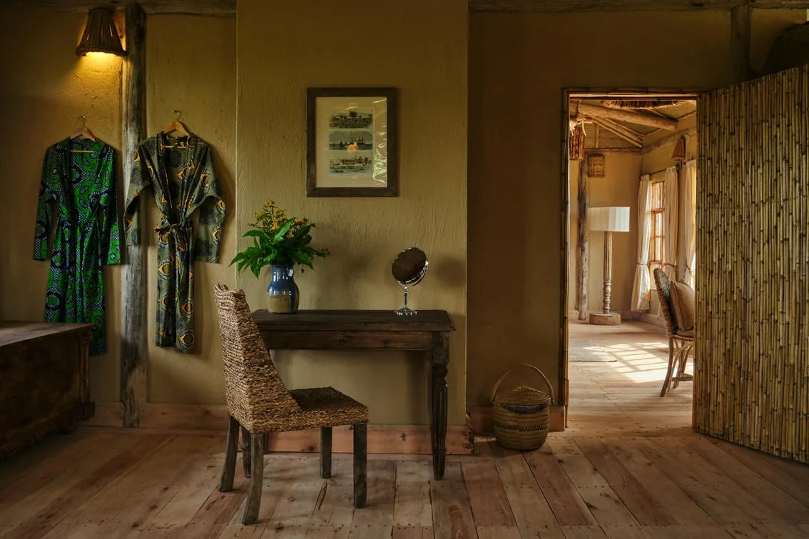 A quiet writing corner in a safari lodge