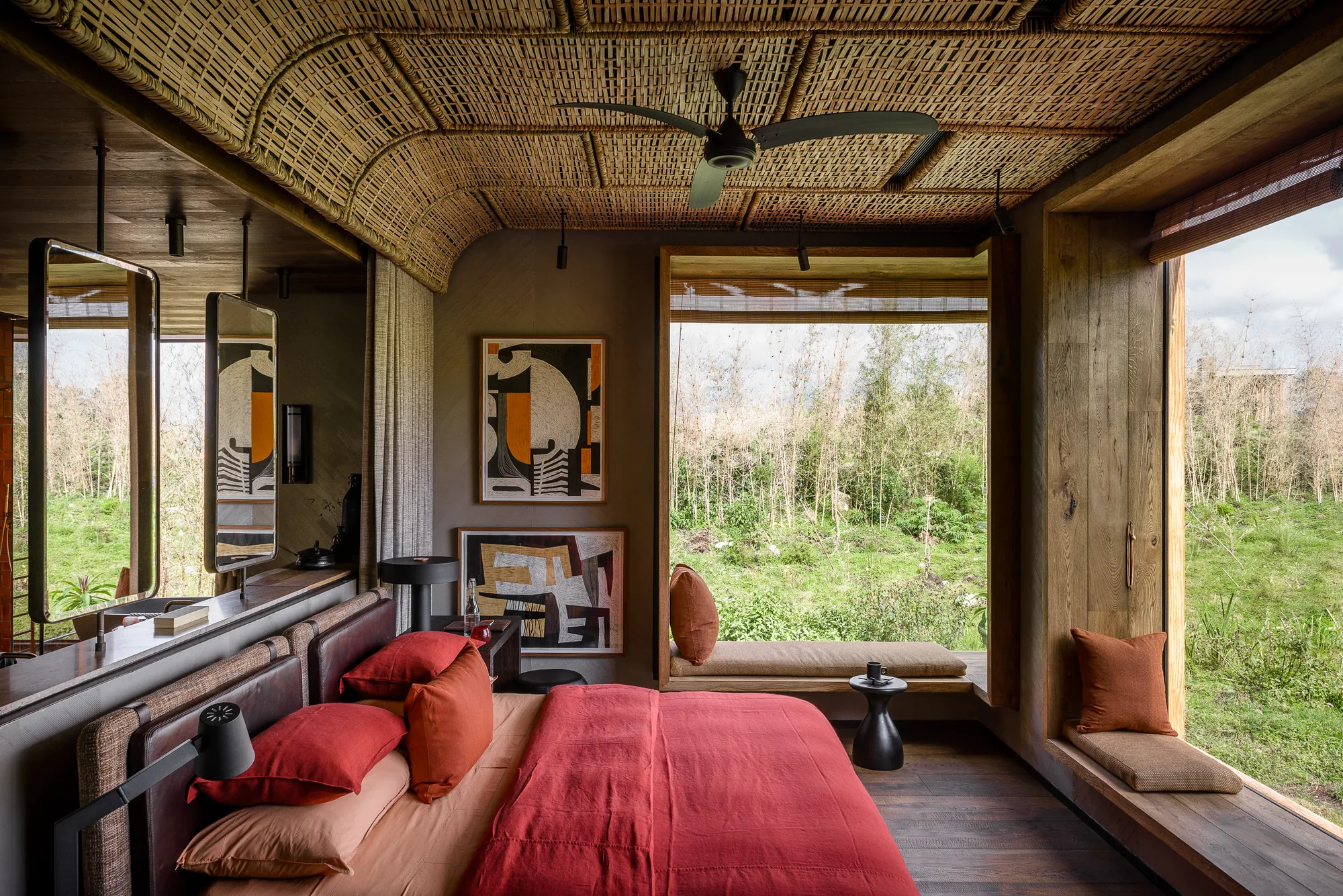 A suite opens onto the forest at a Rwandan lodge