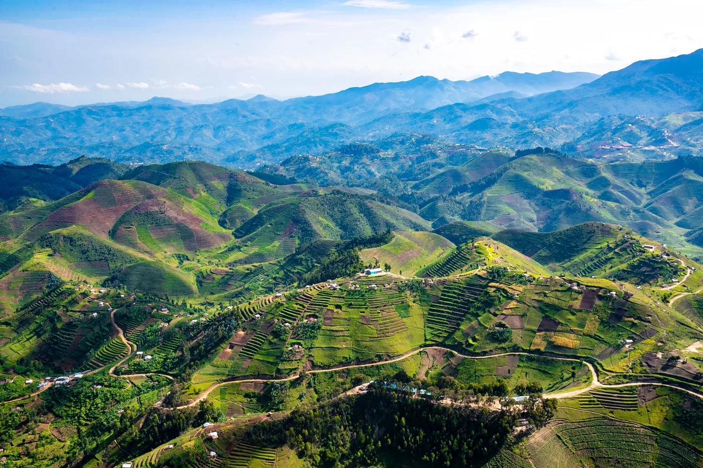 Rwanda's green hills roll to the horizon