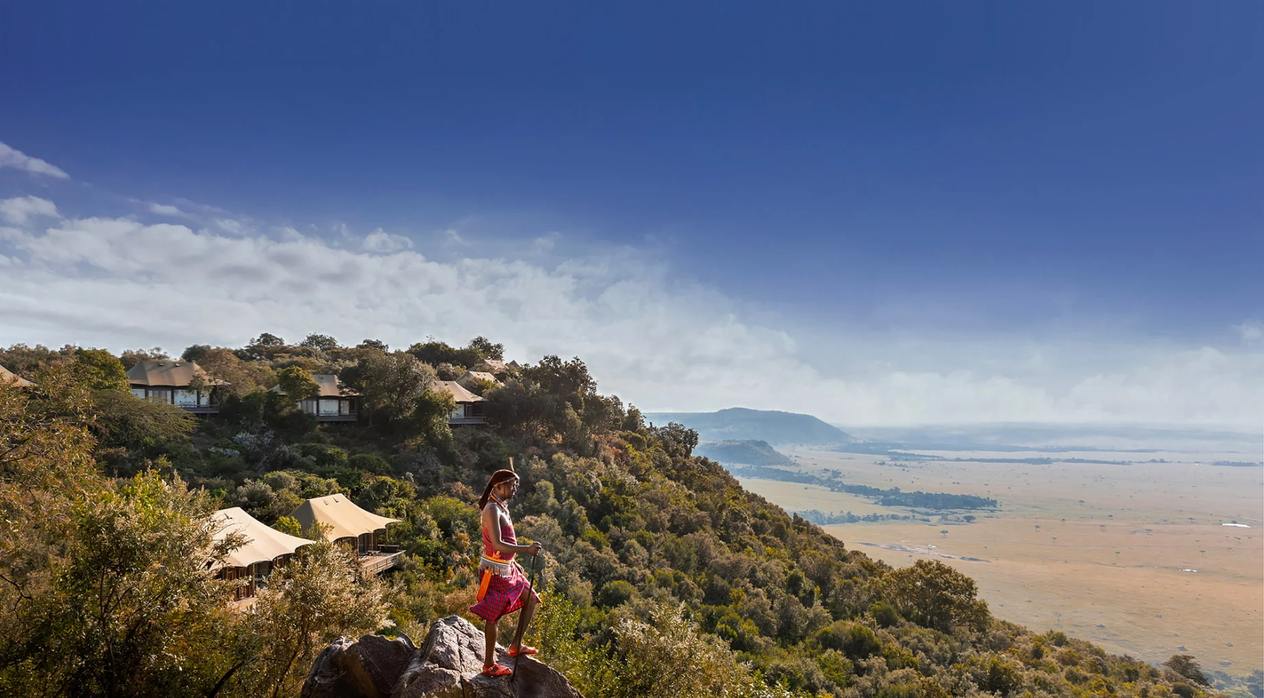 The lodge on the escarpment above the Mara