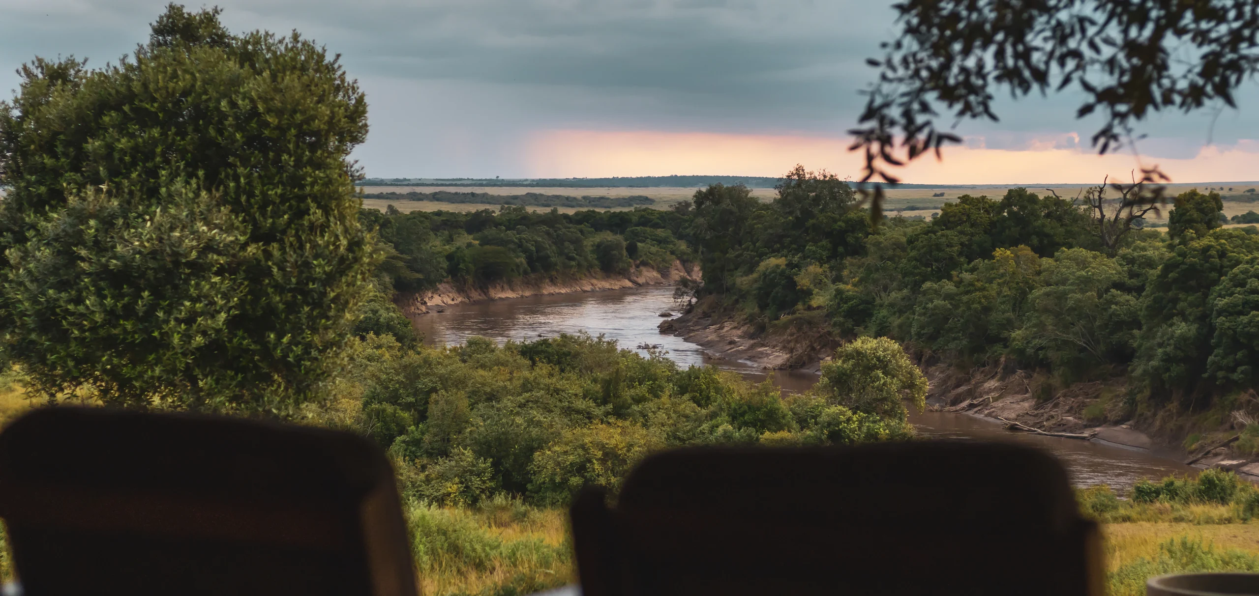 The river bend from the camp at dusk