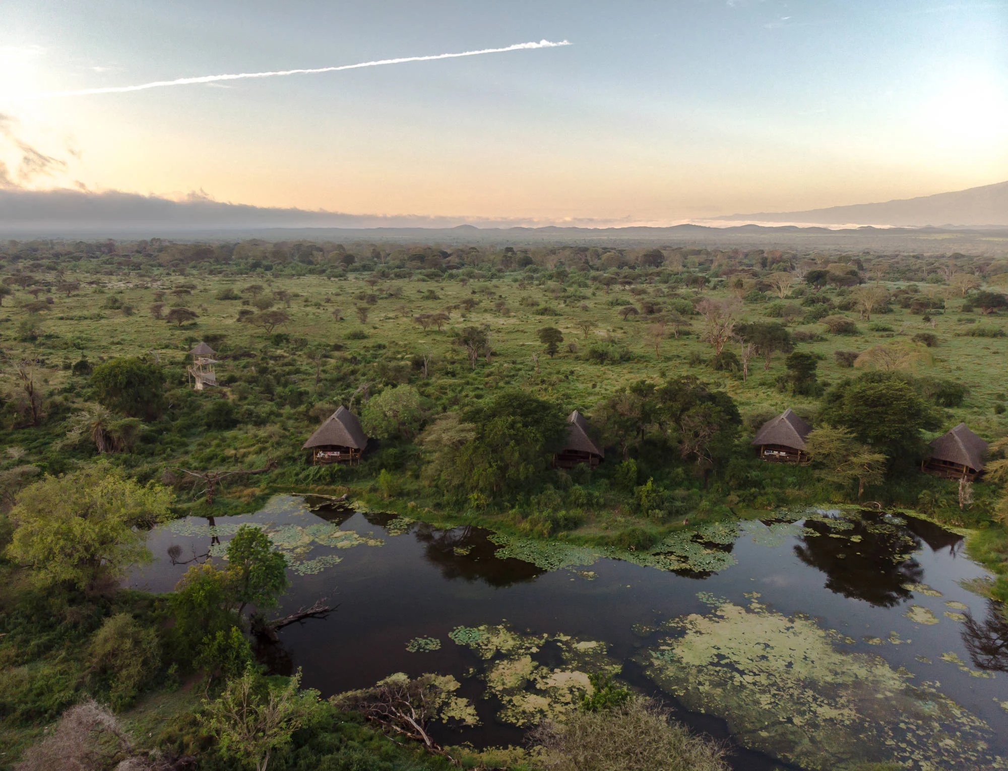 The camp and its springs from the air