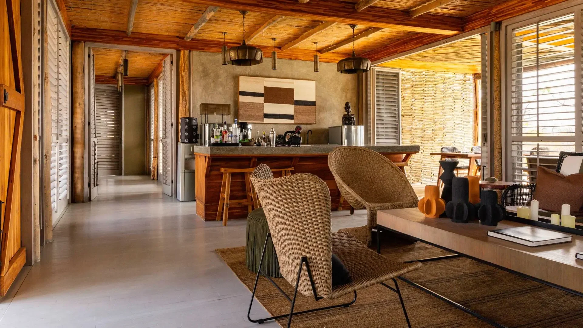 The open-plan kitchen and sitting area