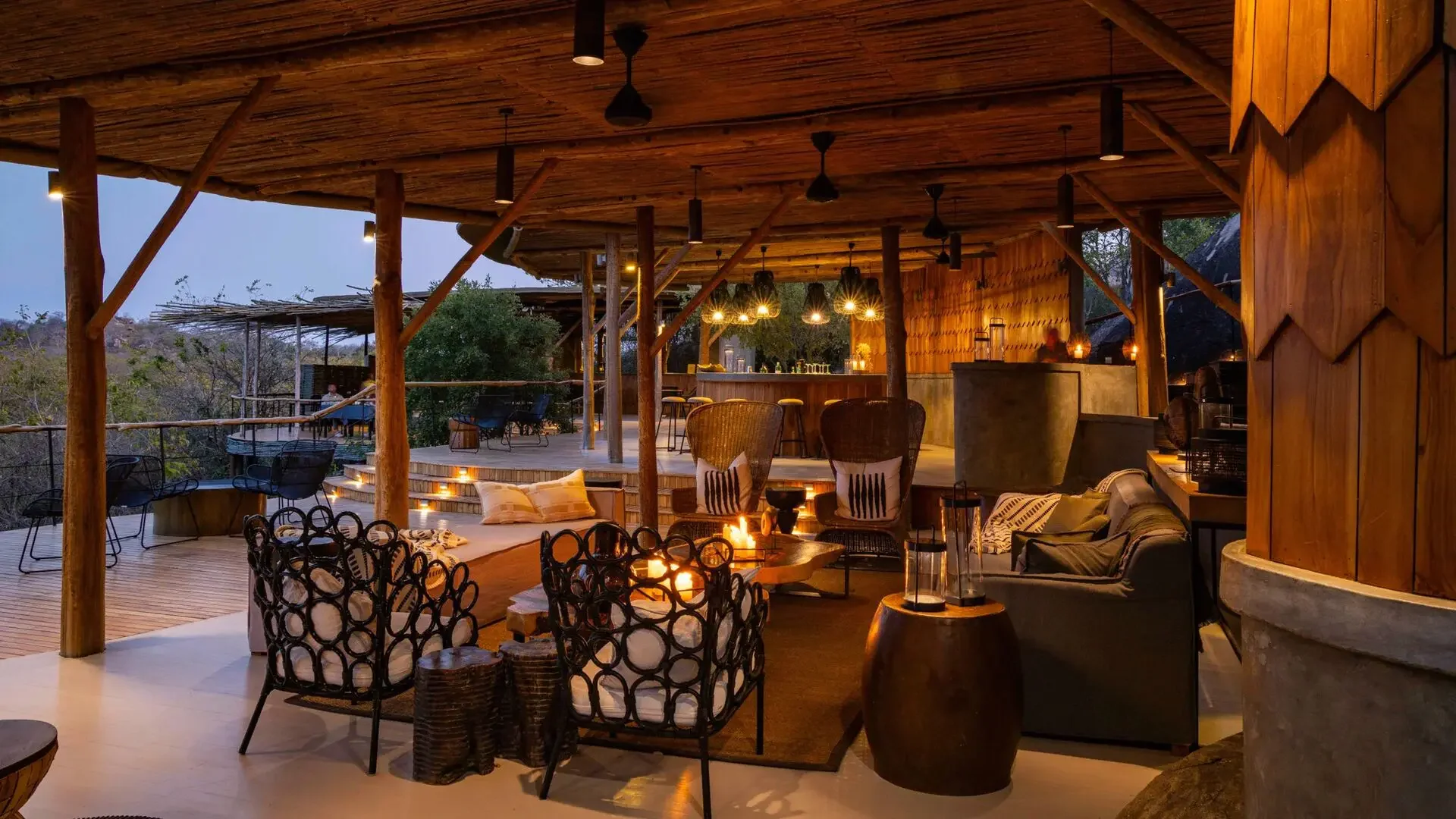 The bar and lounge in the evening