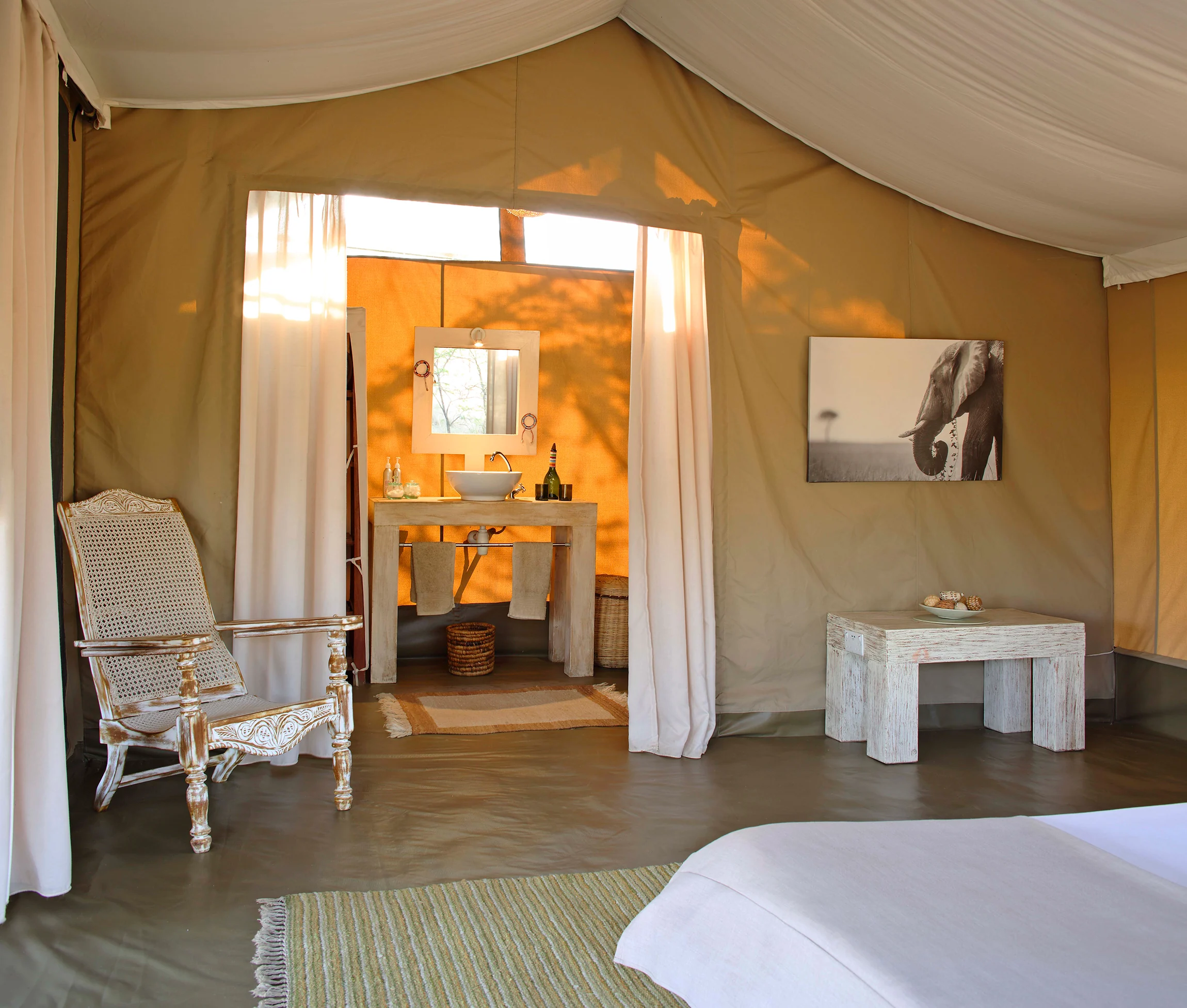 A tent bathroom
