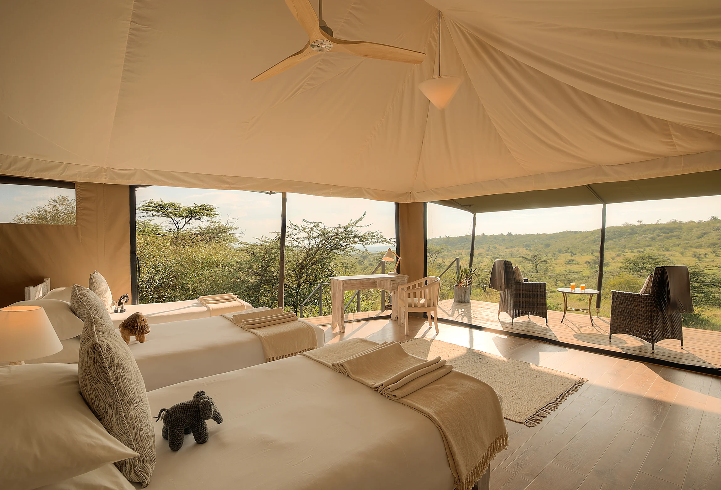A twin room in the family suite