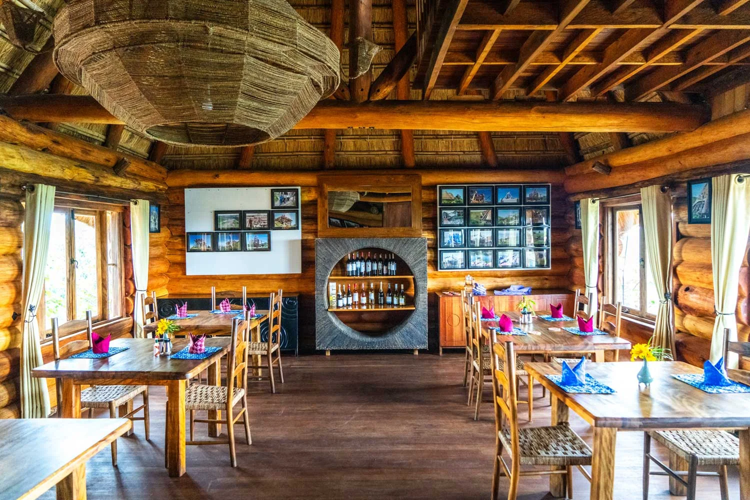 The dining room with timber tables