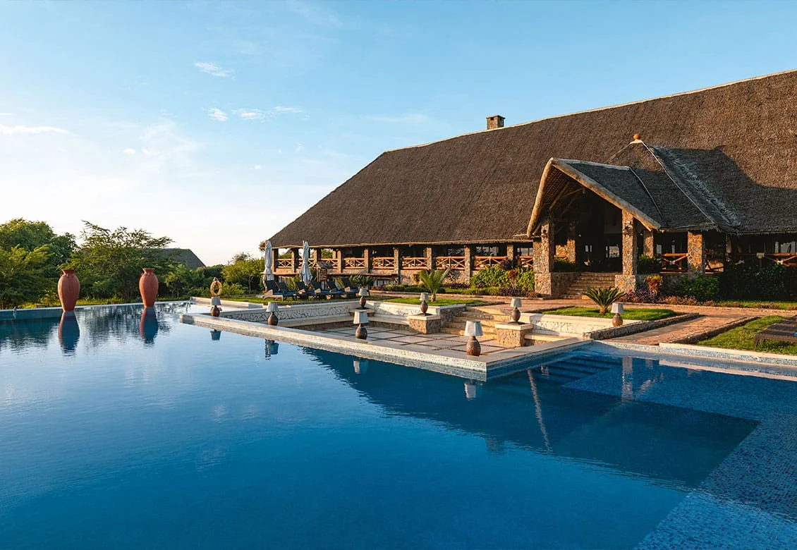 The main building and the pool
