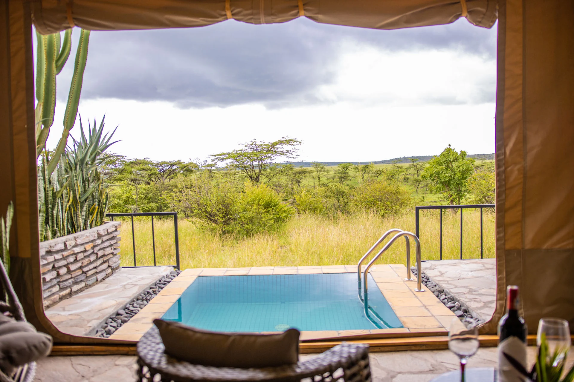 A private plunge pool looking out to the bush