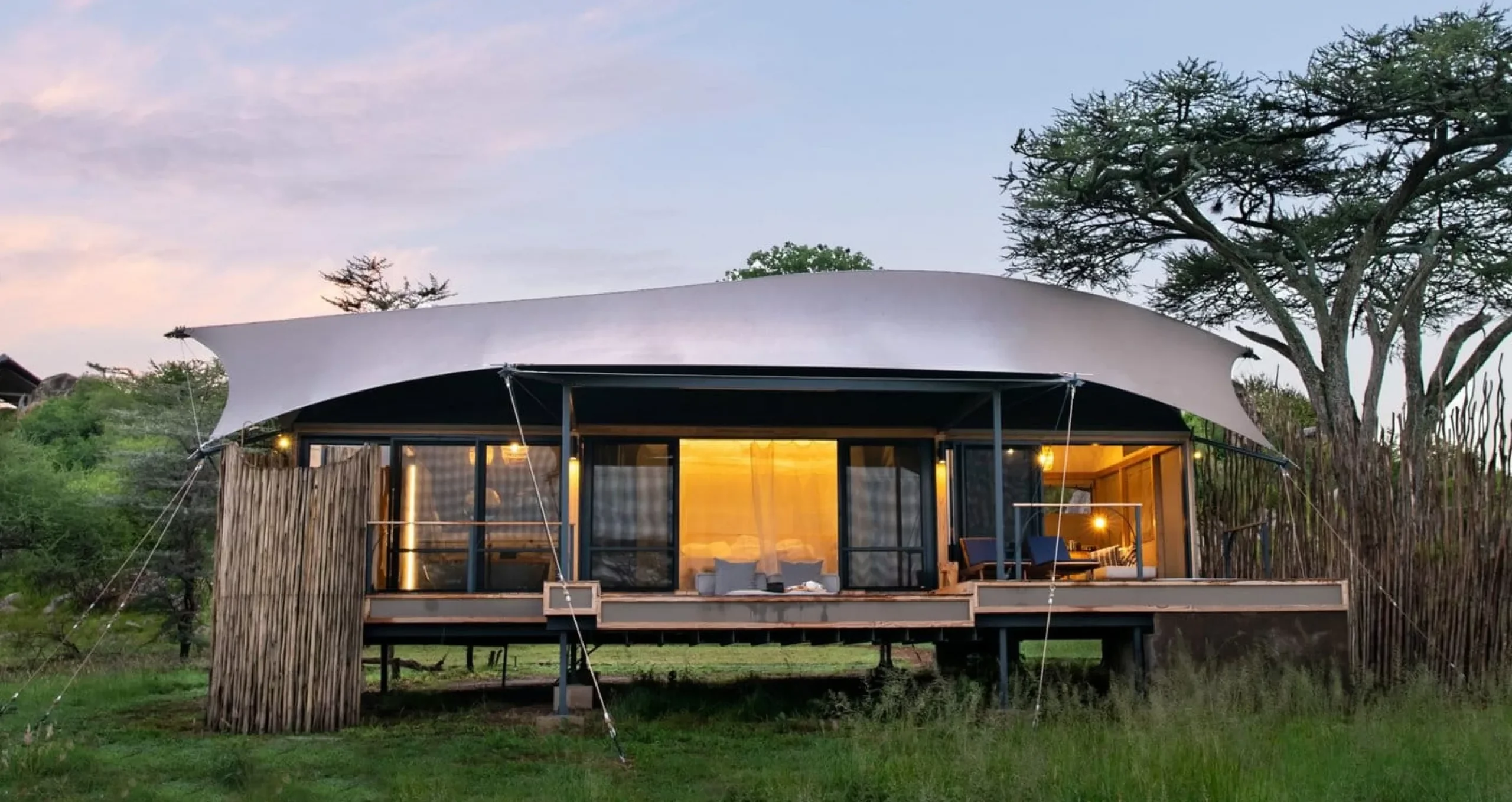 A guest tent among the trees