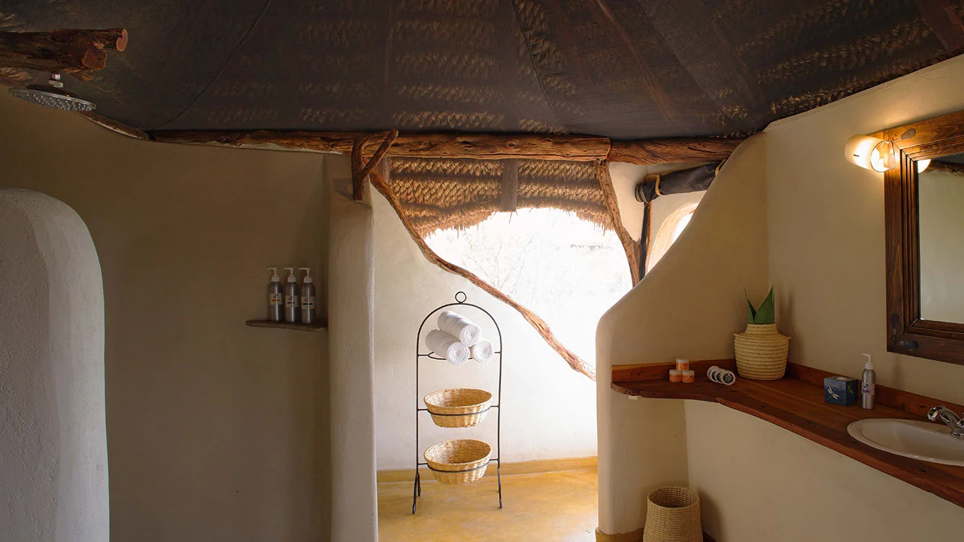 A tent bathroom