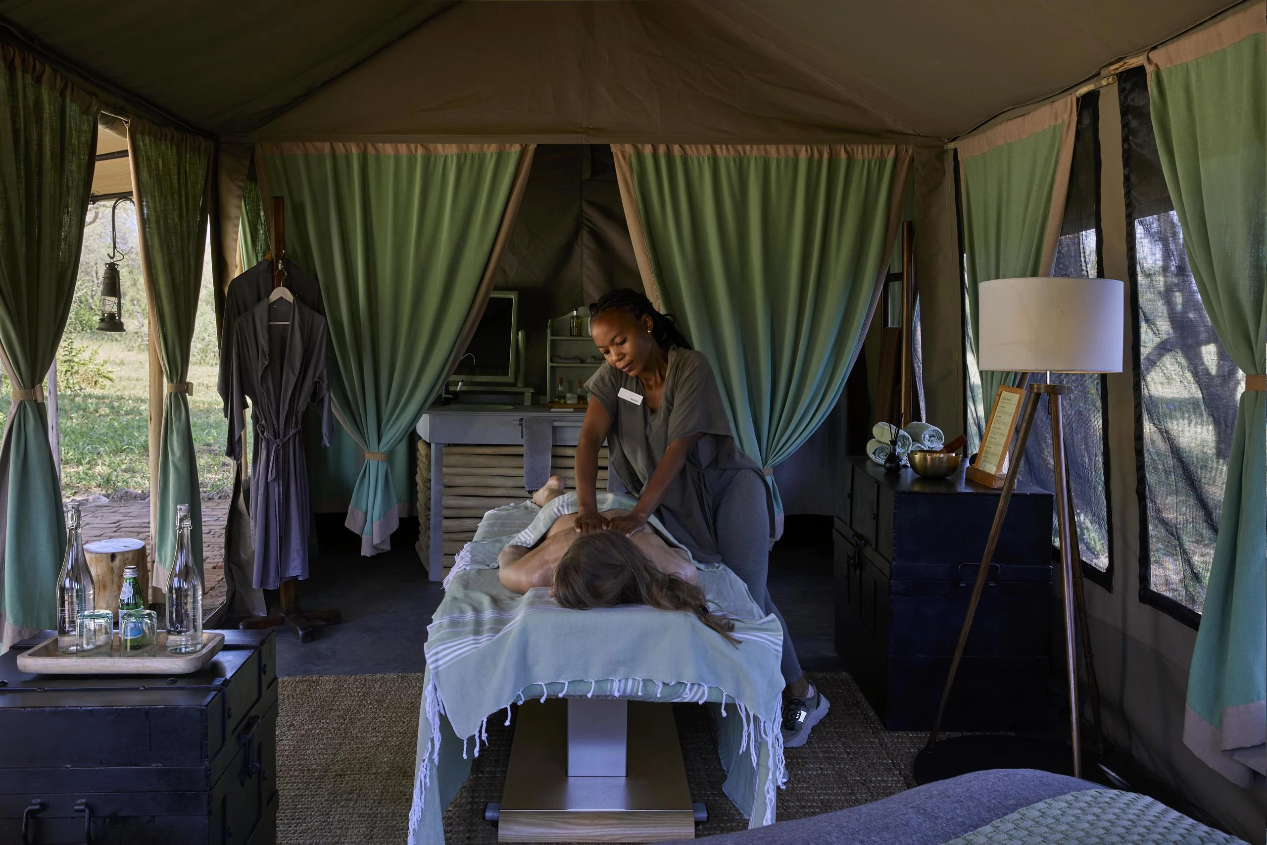 A massage in the spa tent
