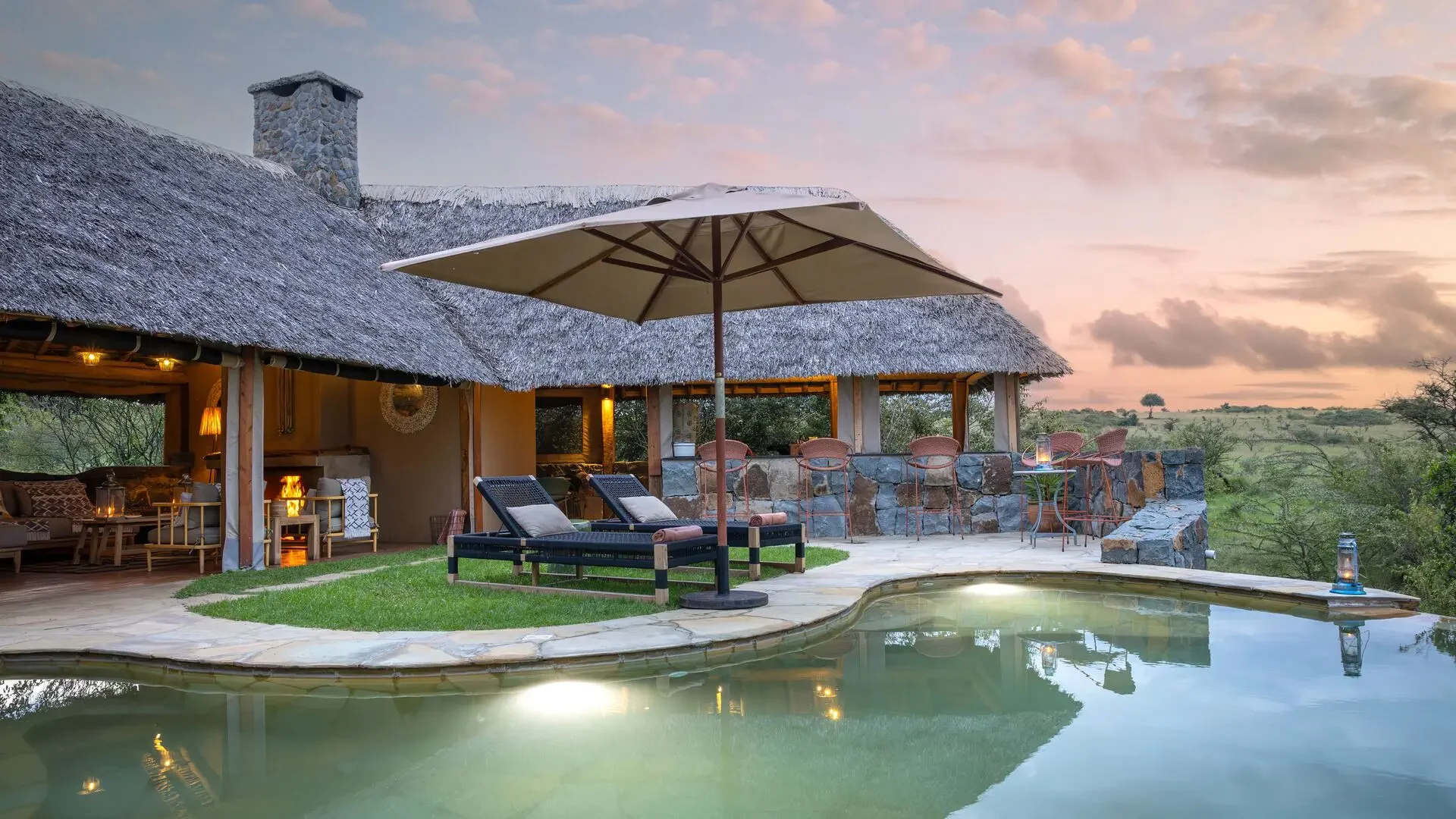 The pool at dusk