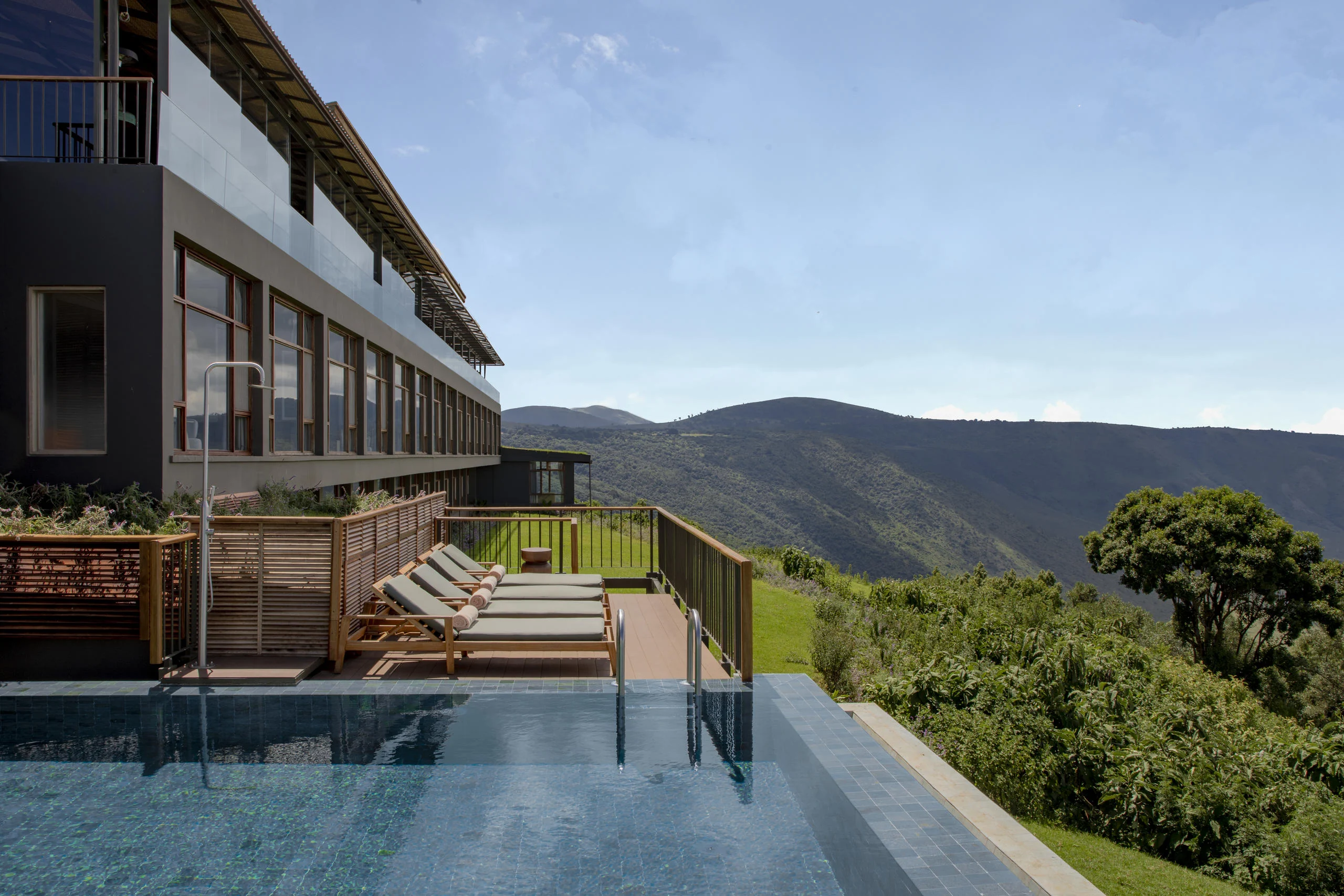 The pool with the crater rim beyond