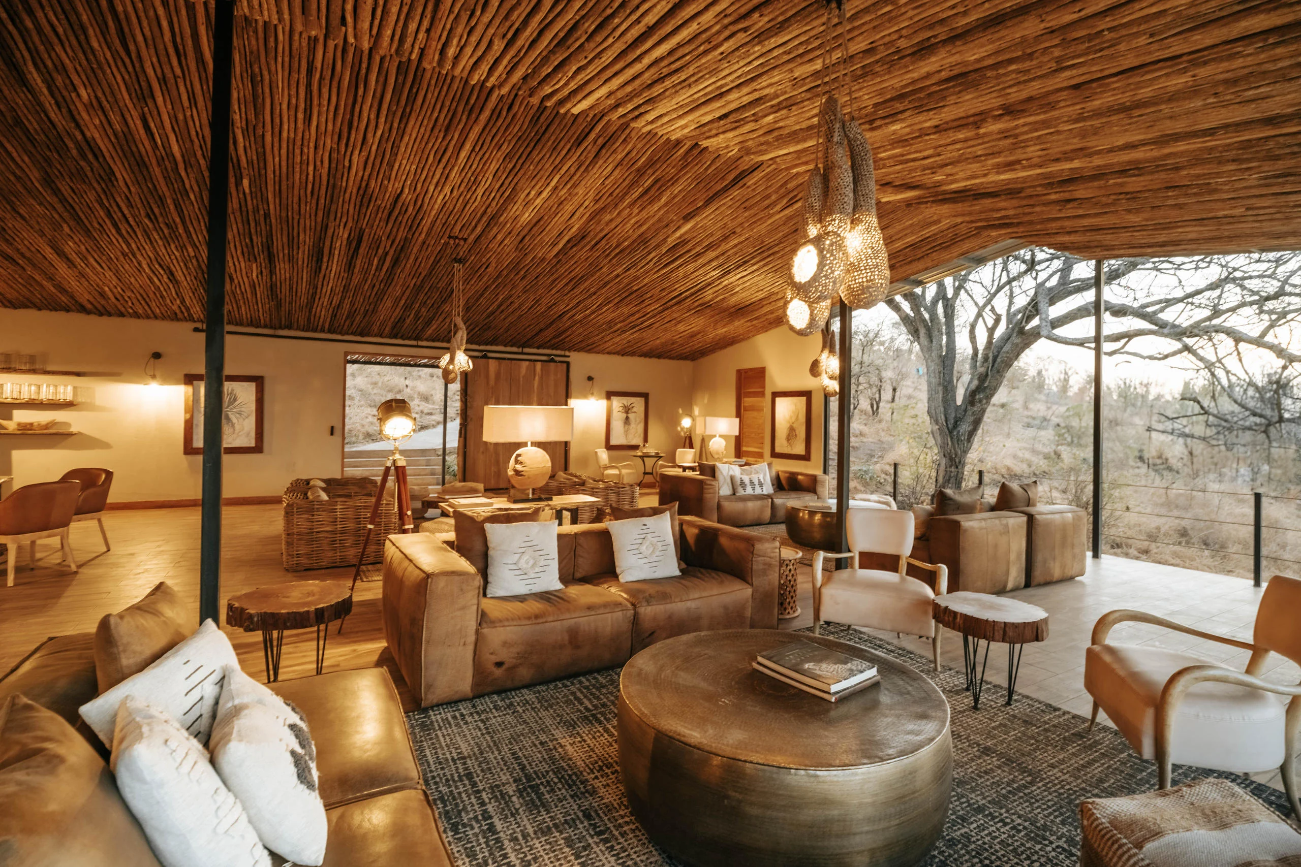 The lounge under a timber ceiling