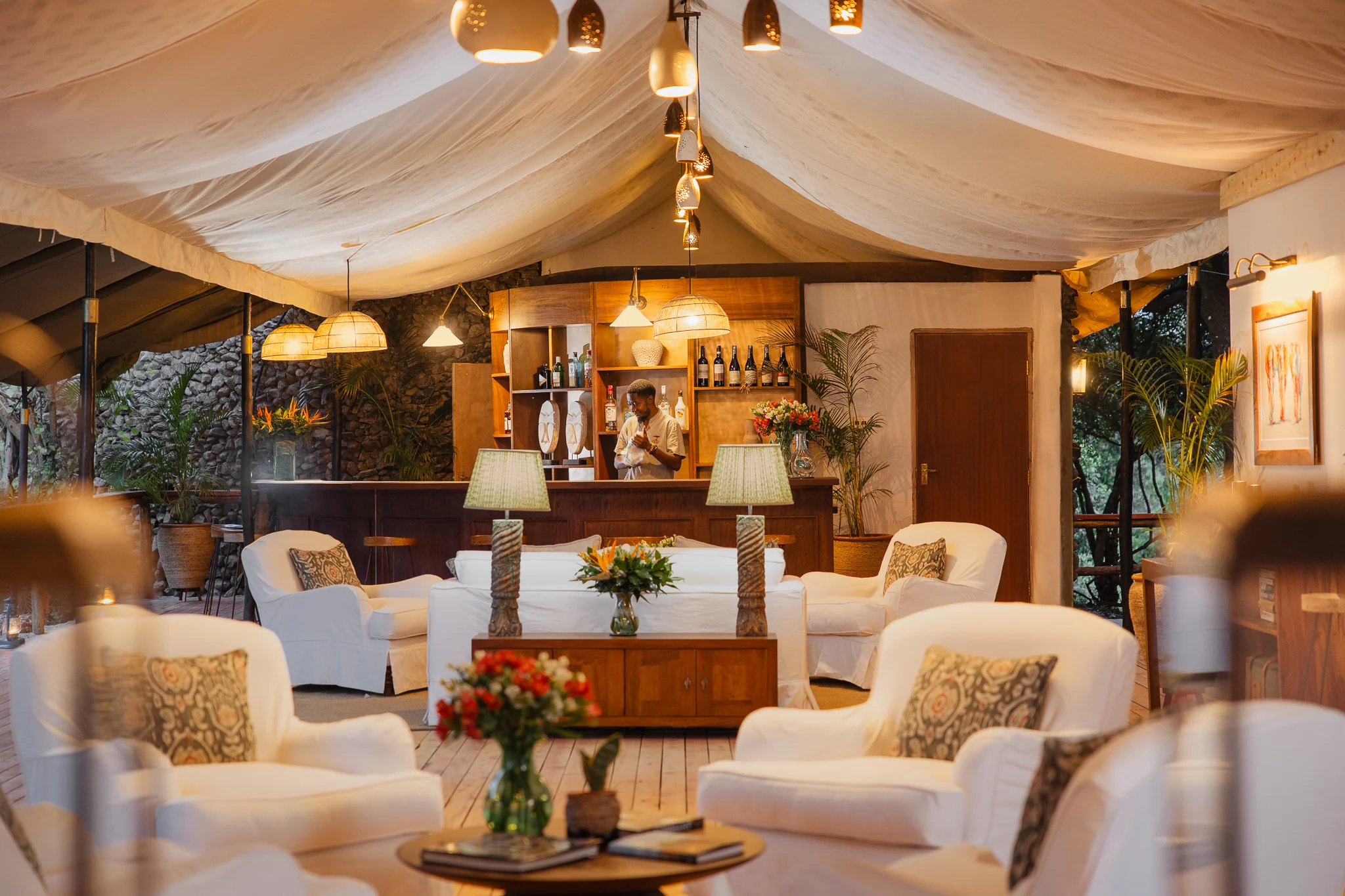 The bar and lounge tent