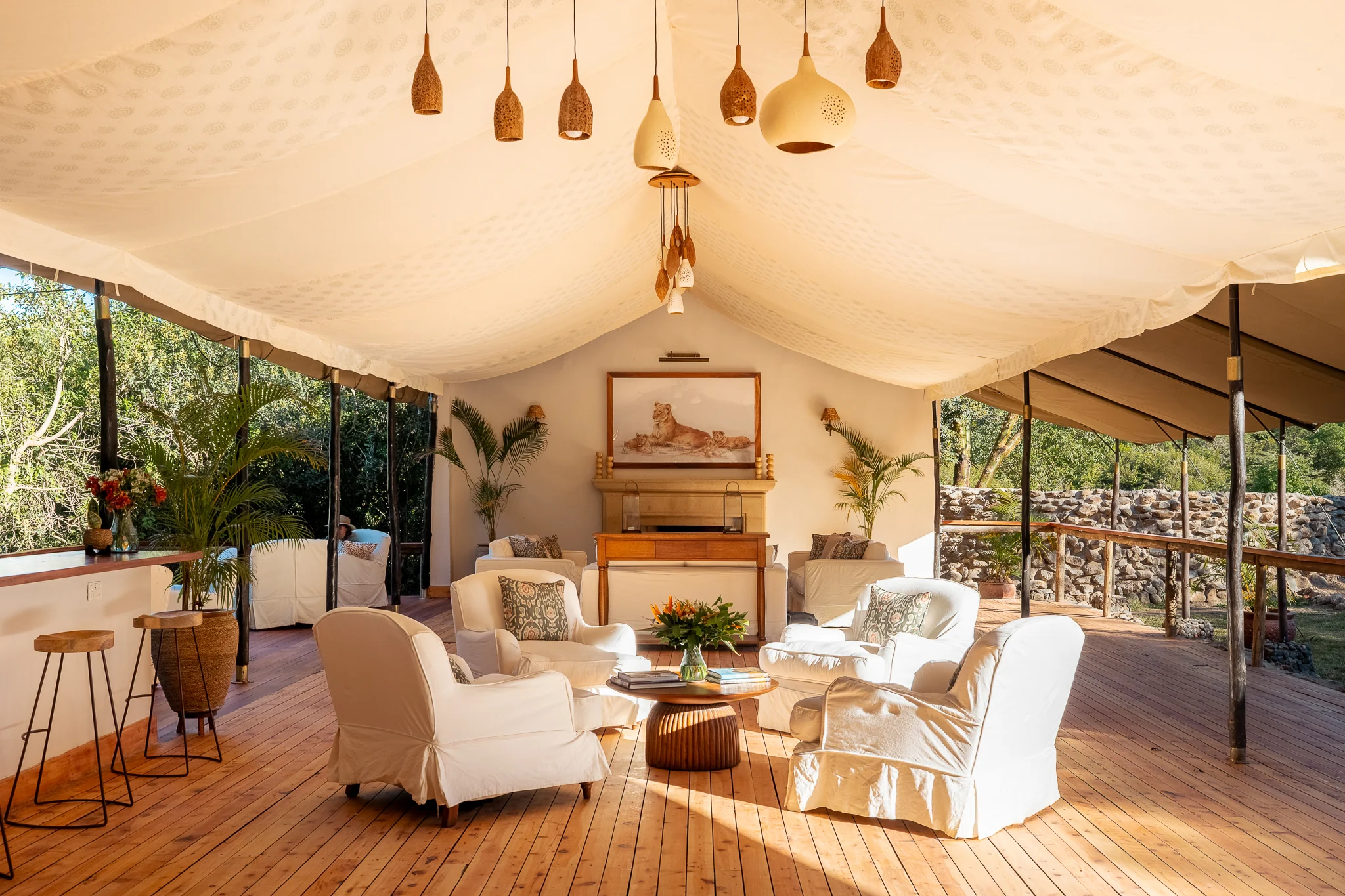 The main tent with its sofas