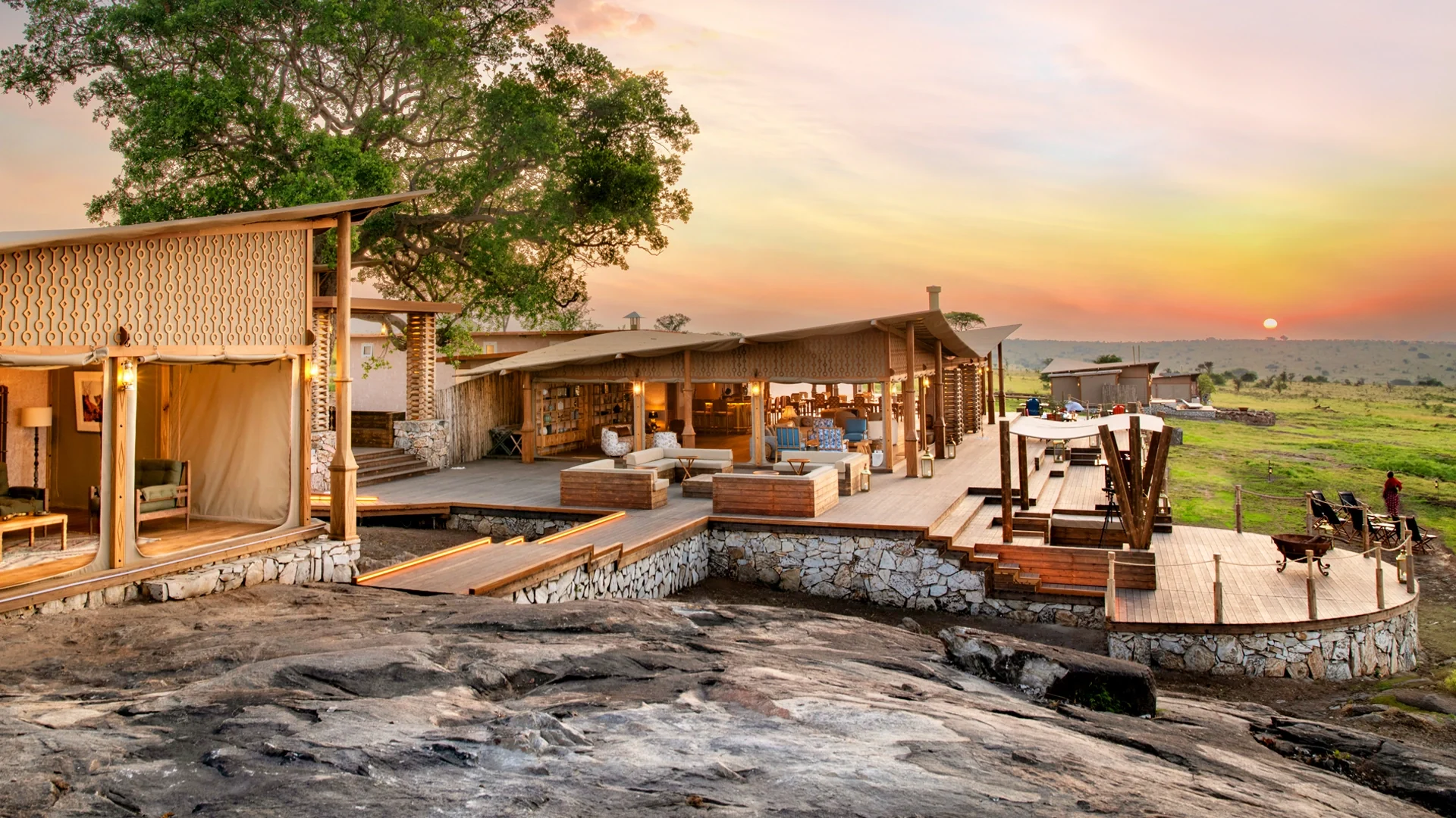 The suites on the rocks at sunset