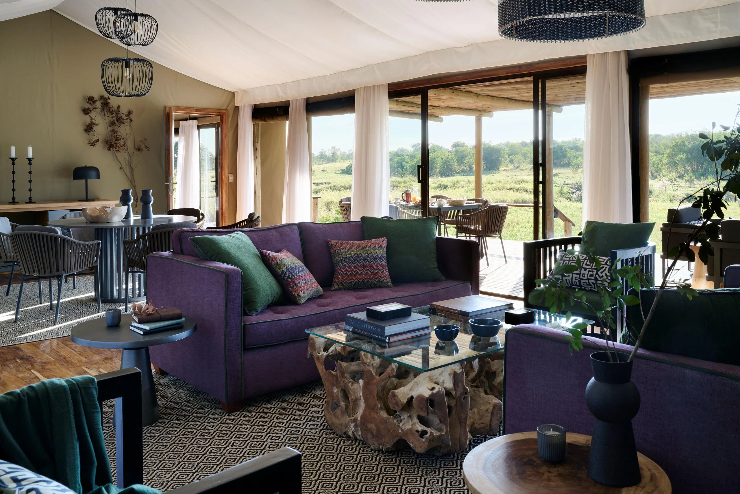 The lounge looking out to the plains