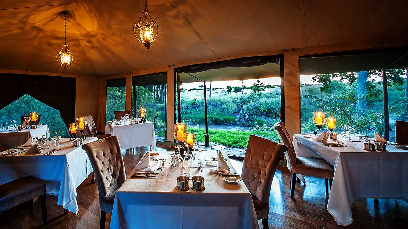 The dining room at twilight