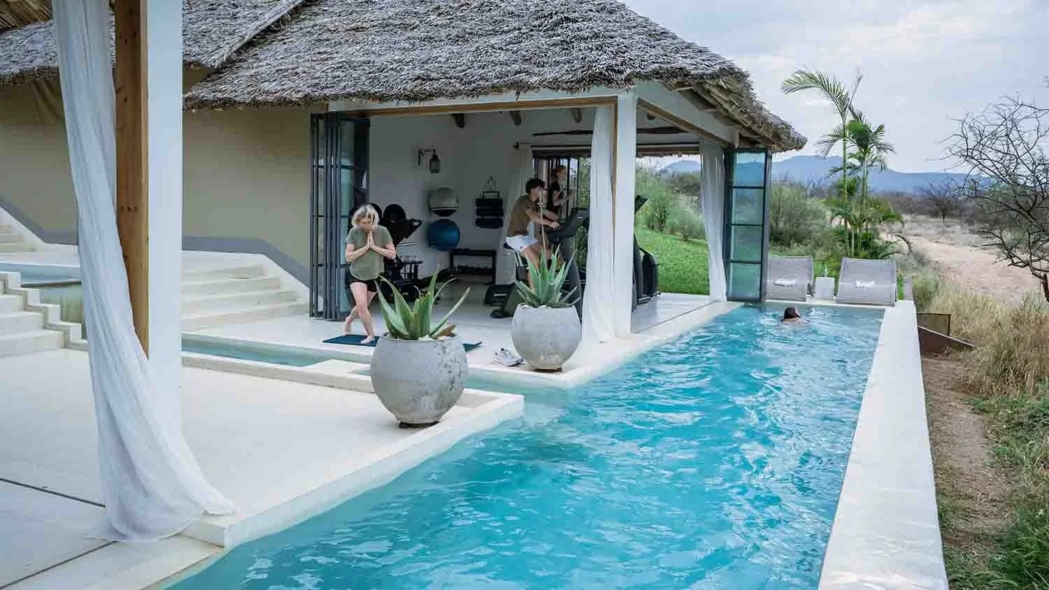 A room's private pool and veranda