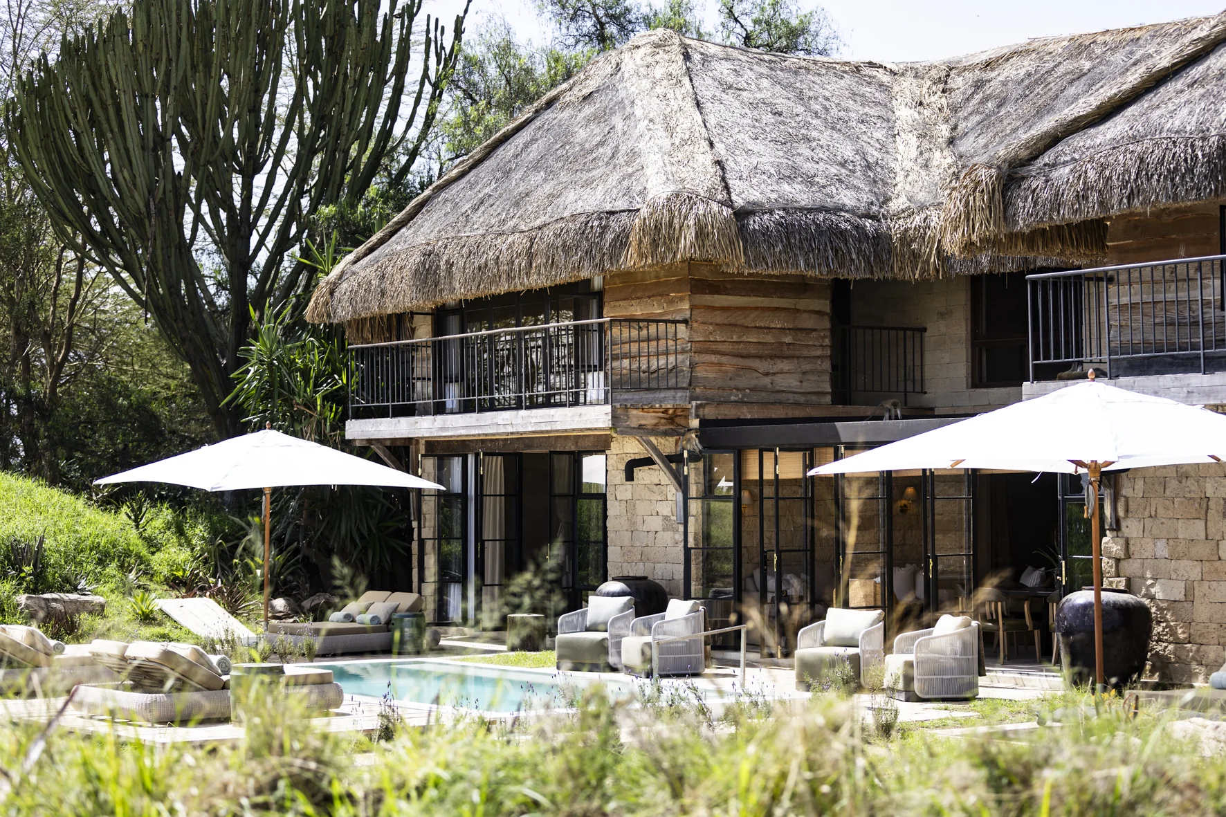 A villa with its pool terrace