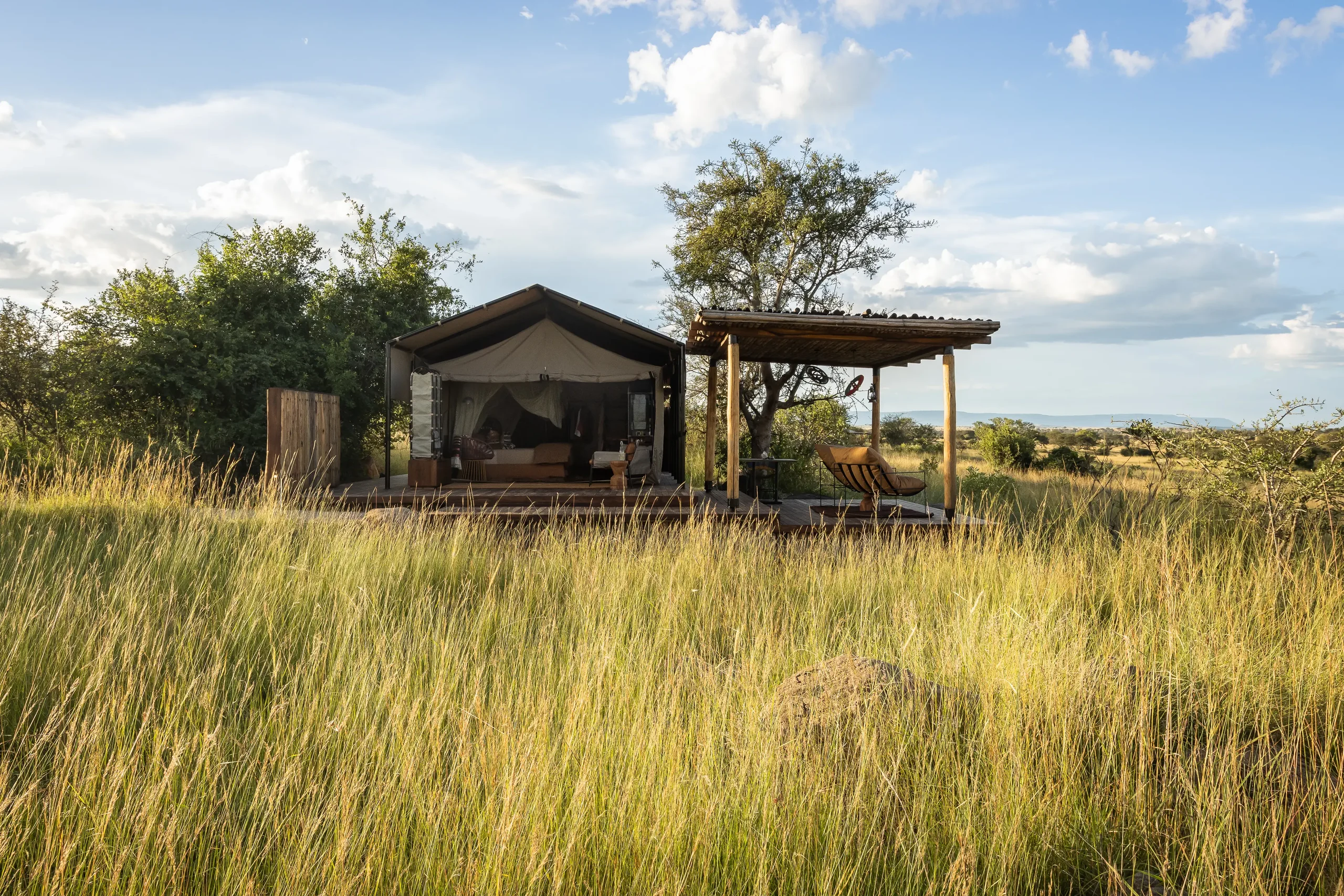 A guest tent in the long grass