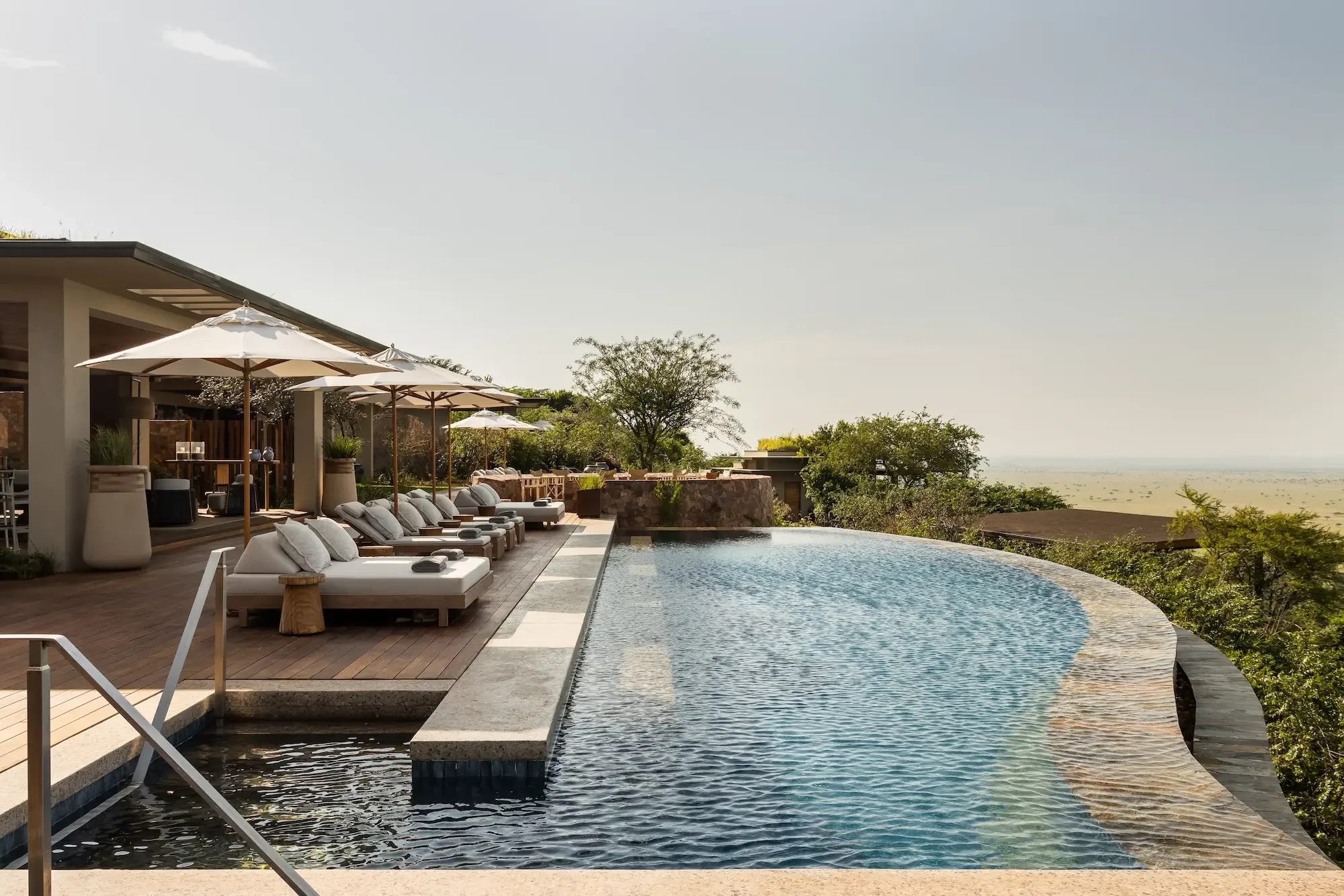 The pool terrace looking over the plains