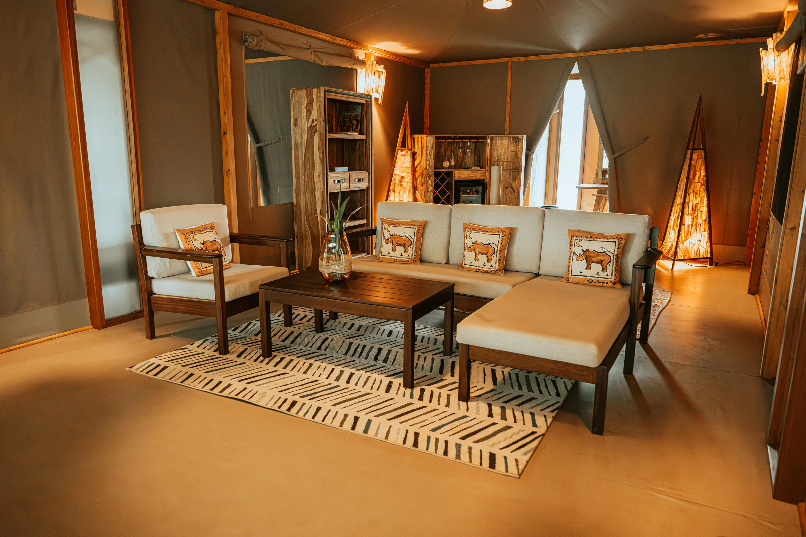 The lounge tent with armchairs