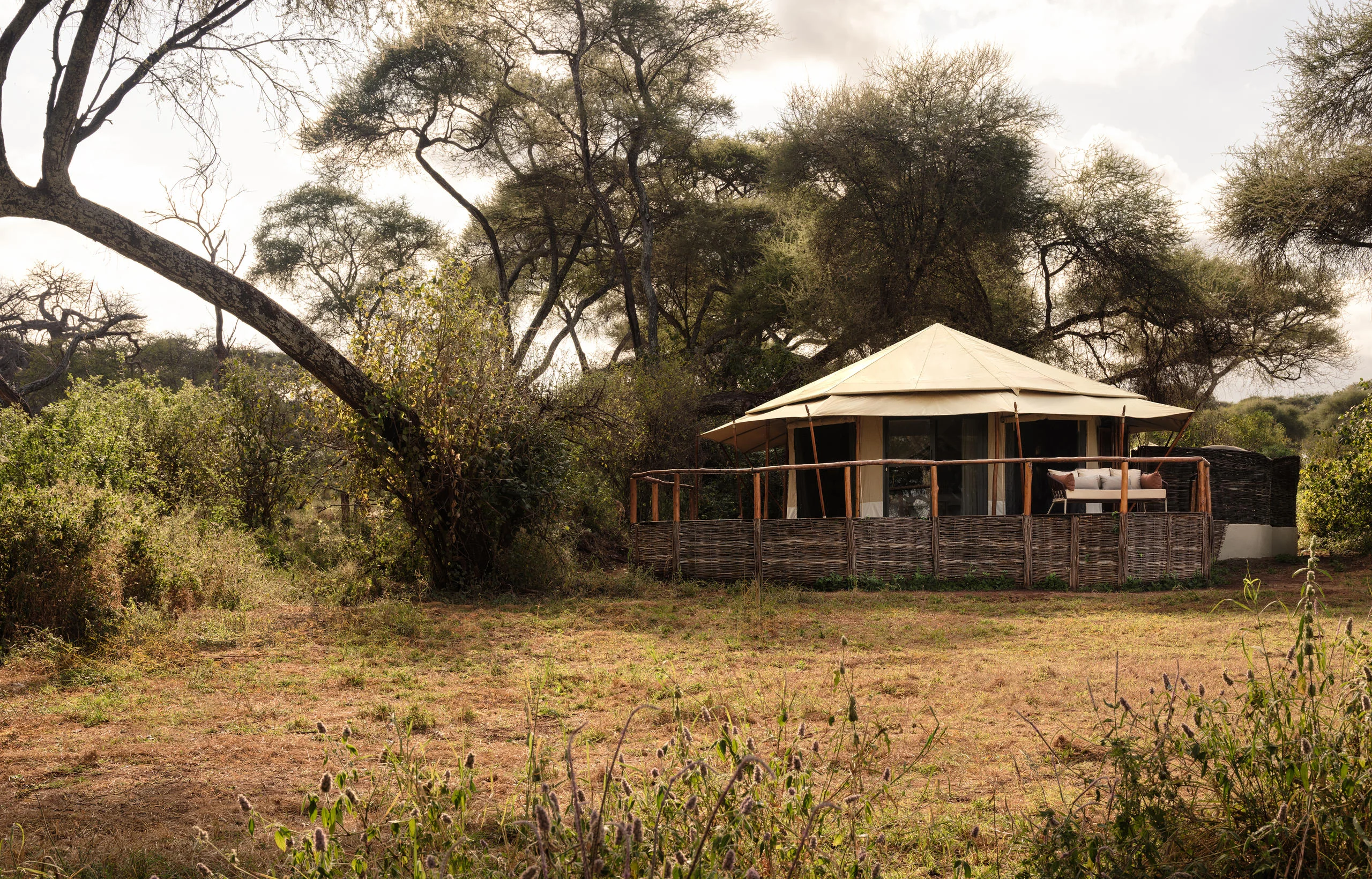 A guest tent among the trees