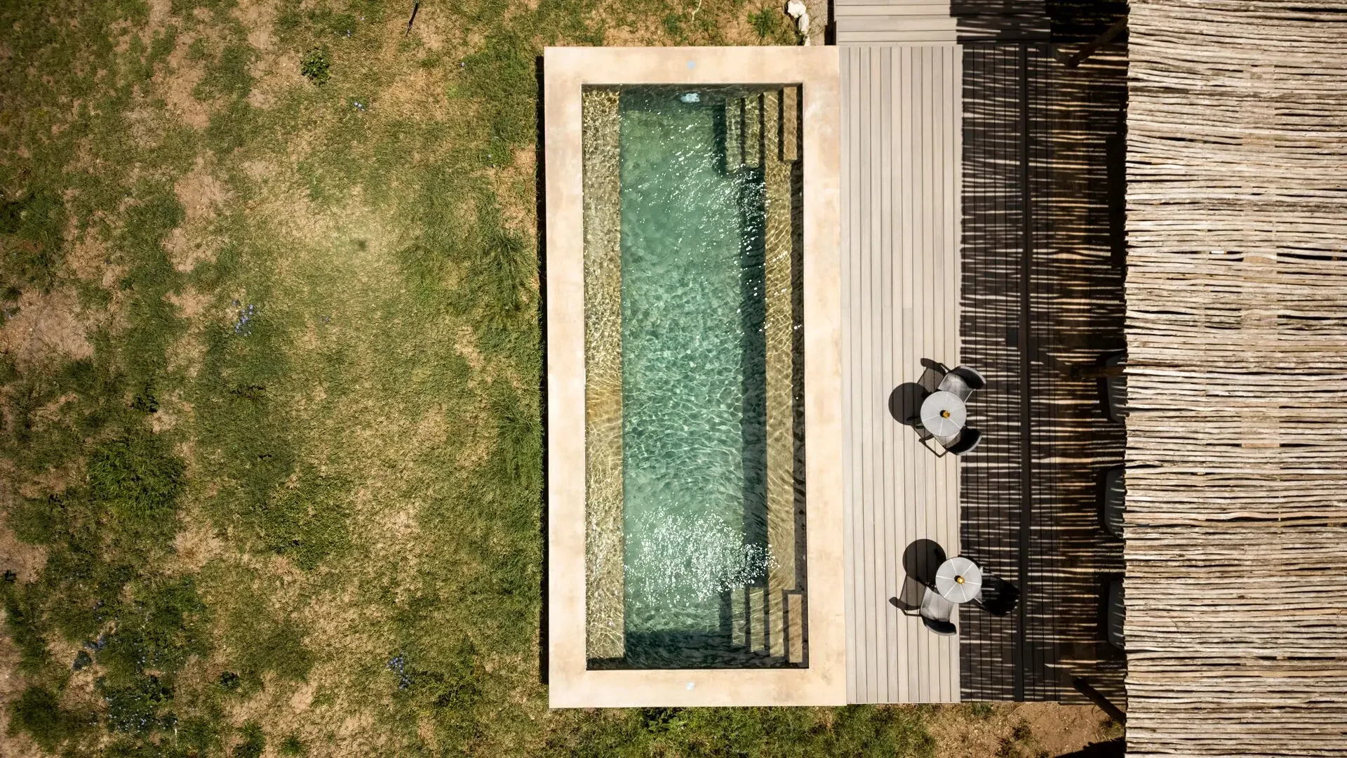 The plunge pool and deck seen from above
