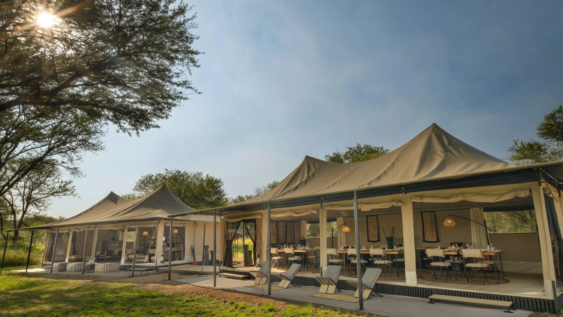 The main tent beneath the trees