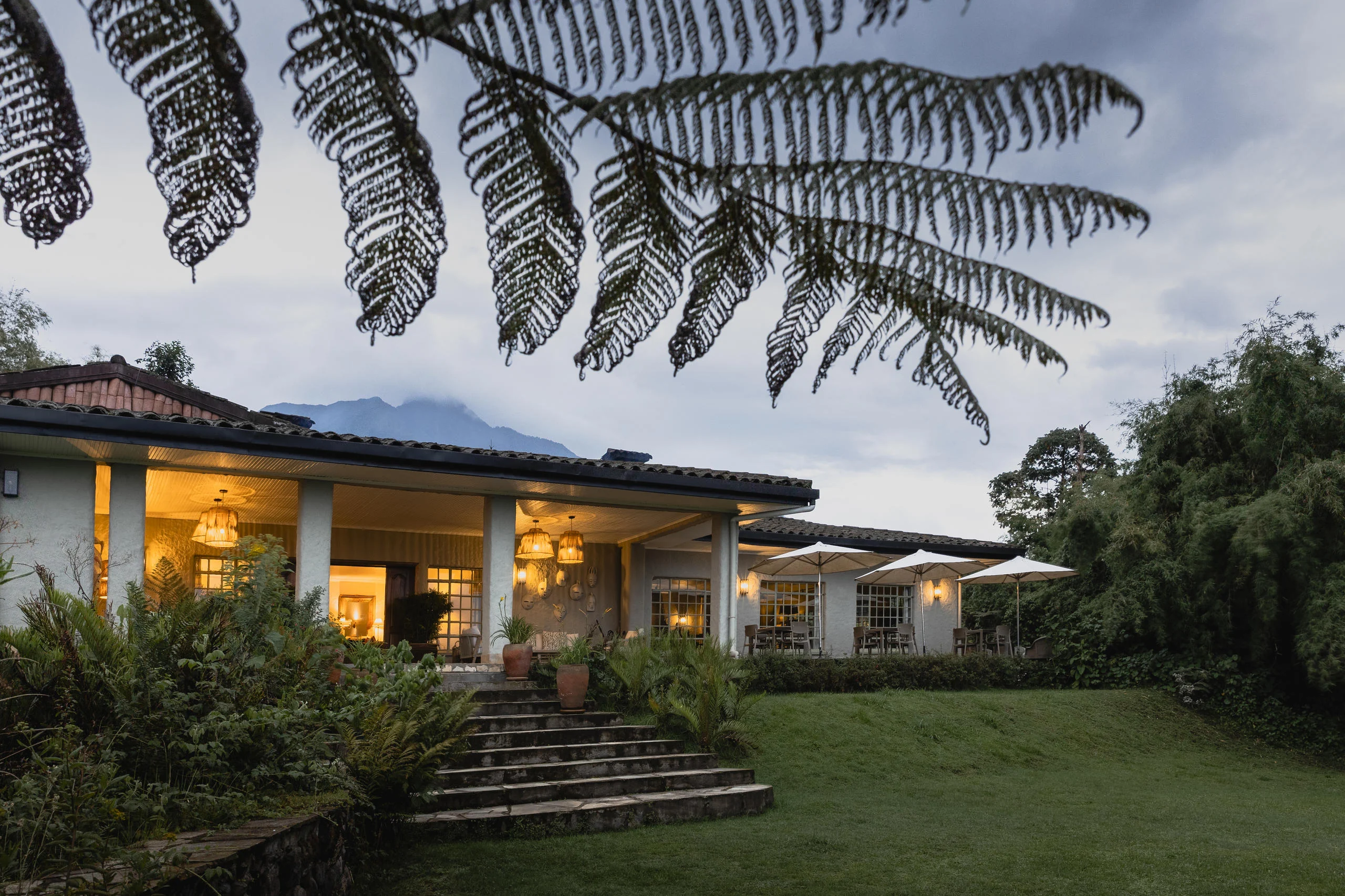 The main house seen across the lawn