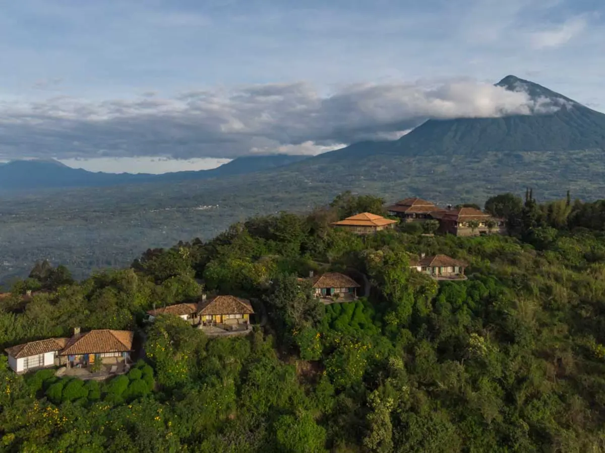 Virunga Lodge (Volcanoes Safaris), selected for its setting and access to Volcanoes National Park.