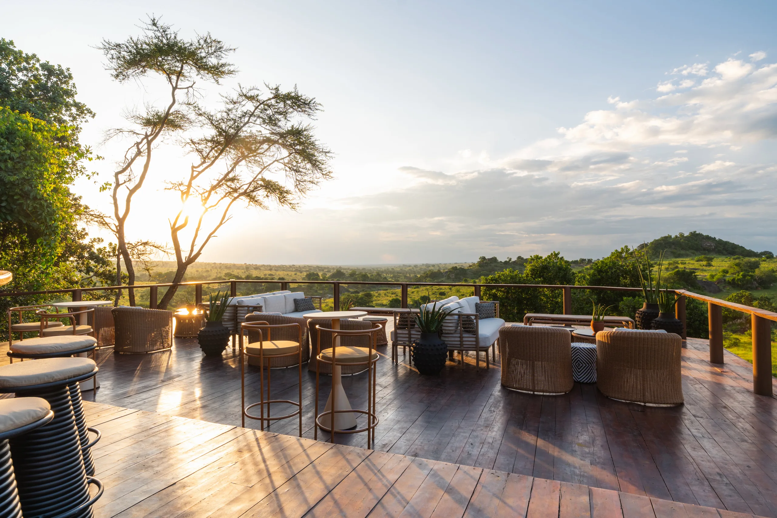 The viewing deck at Serengeti Migration Camp in the late-afternoon light